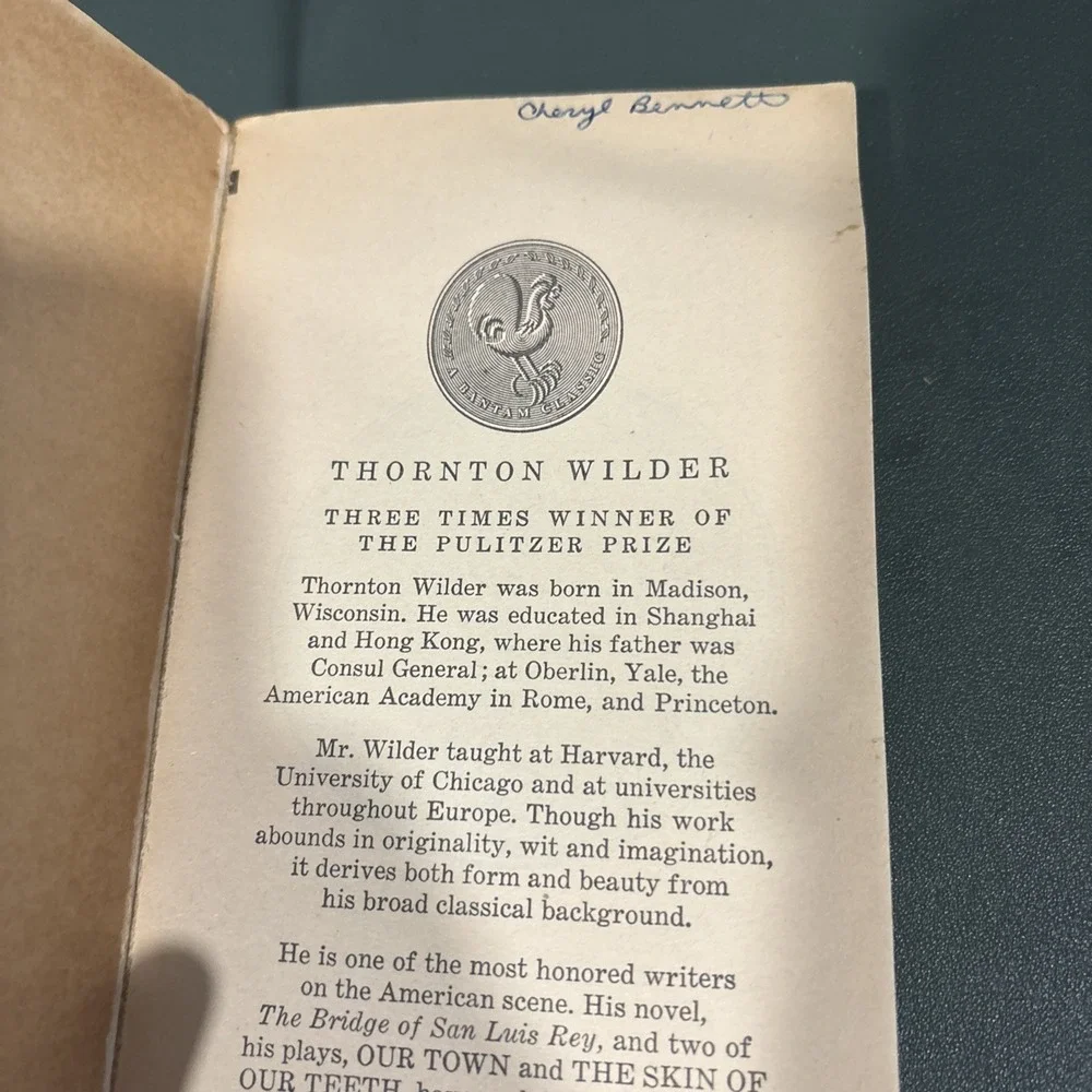 THREE PLAYS BY THORNTON WILDER; OUR TOWN, THE SKIN OF OUR